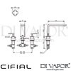 Cifial 3 Hole Deck Bath Mixer Cross Dimension